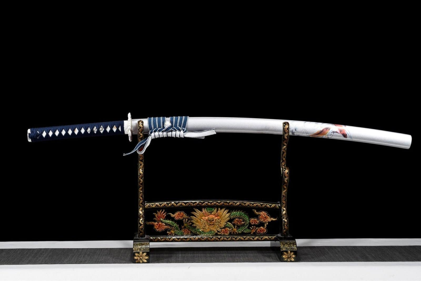 Ensemble Sabre Japonais Katana Wakizashi Blanc