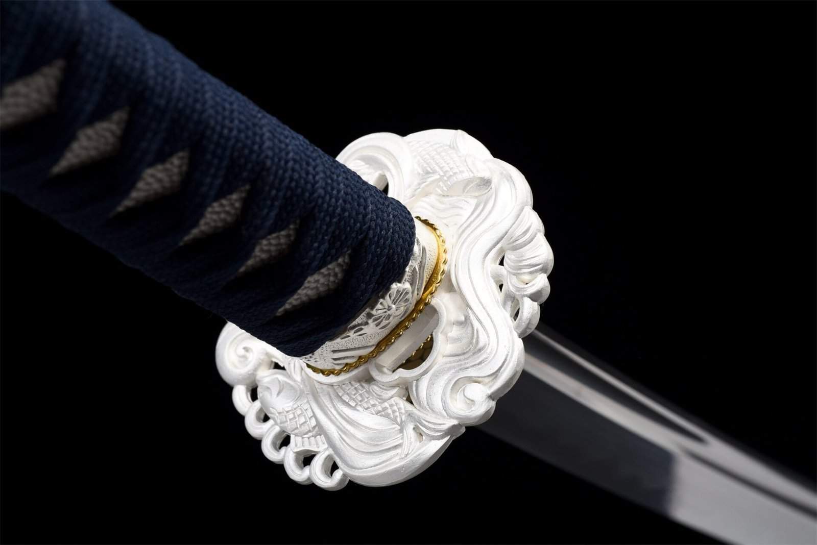 Ensemble Sabre Japonais Katana Wakizashi Blanc