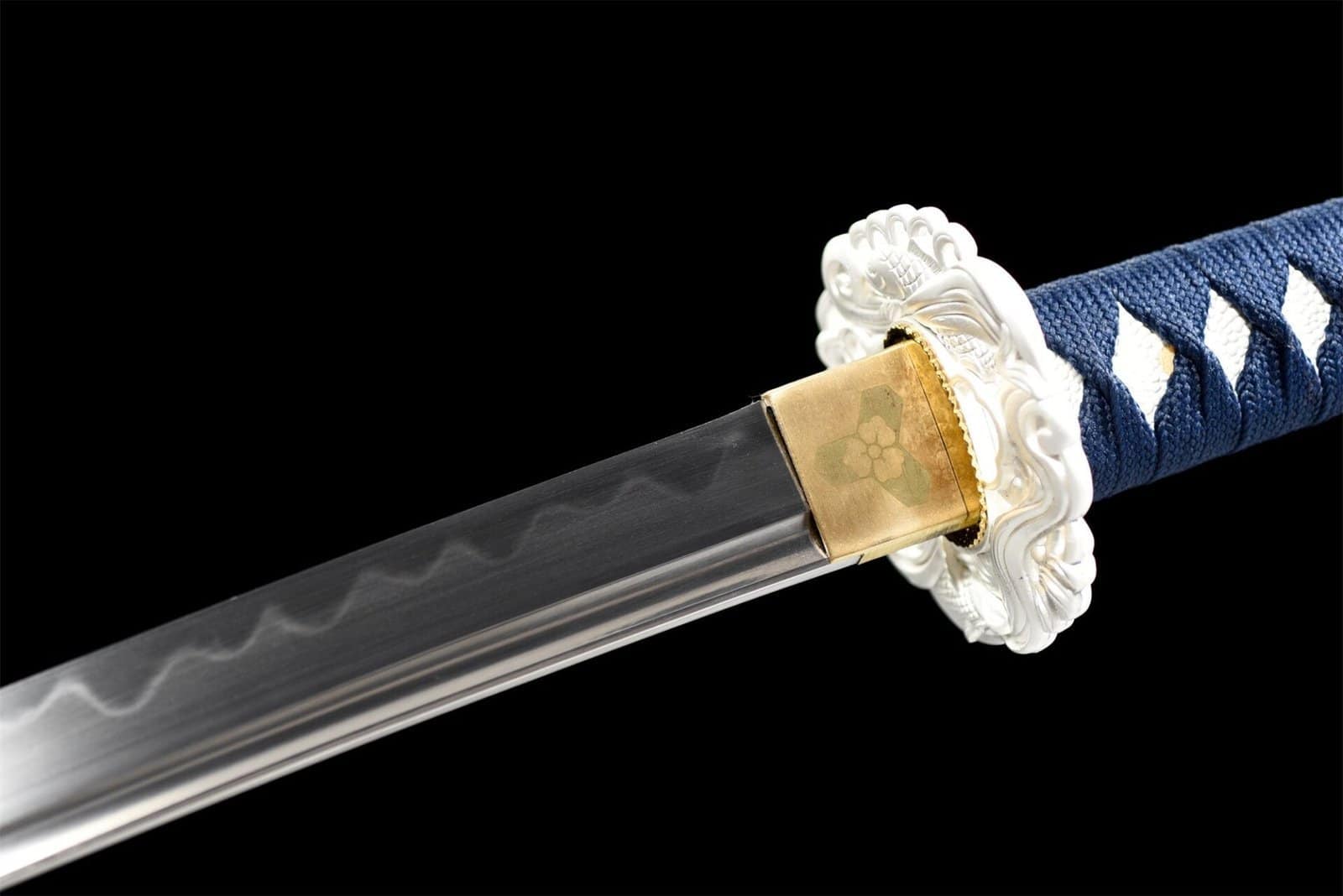 Ensemble Sabre Japonais Katana Wakizashi Blanc