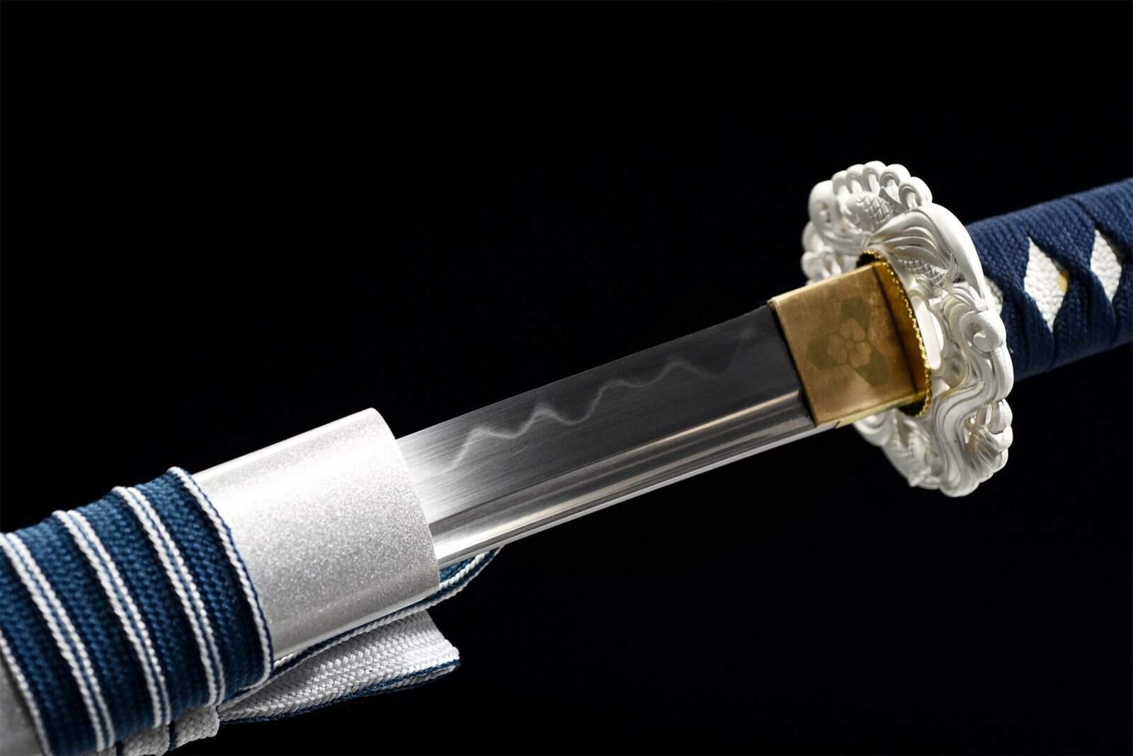 Ensemble Sabre Japonais Katana Wakizashi Blanc