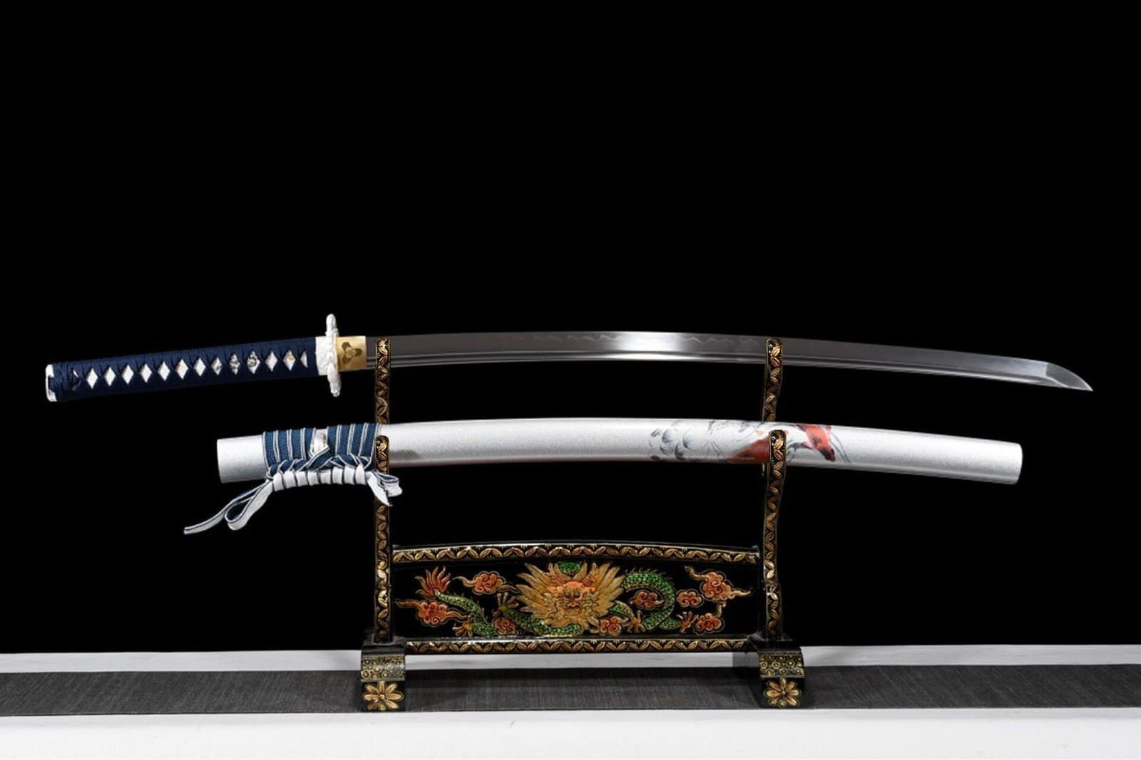 Ensemble Sabre Japonais Katana Wakizashi Blanc