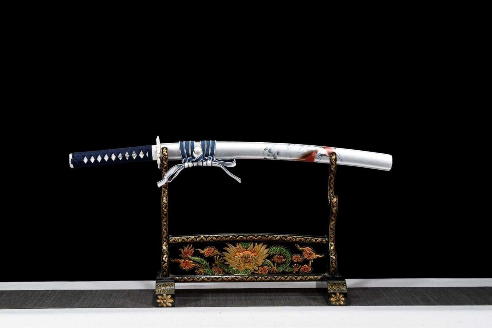 Ensemble Sabre Japonais Katana Wakizashi Blanc