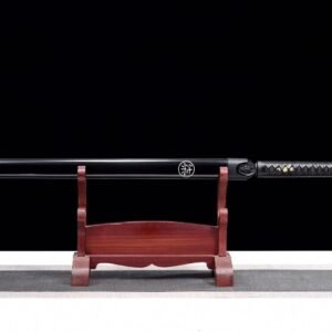 Epee Chinoise Noir Lame Bleue Electrique