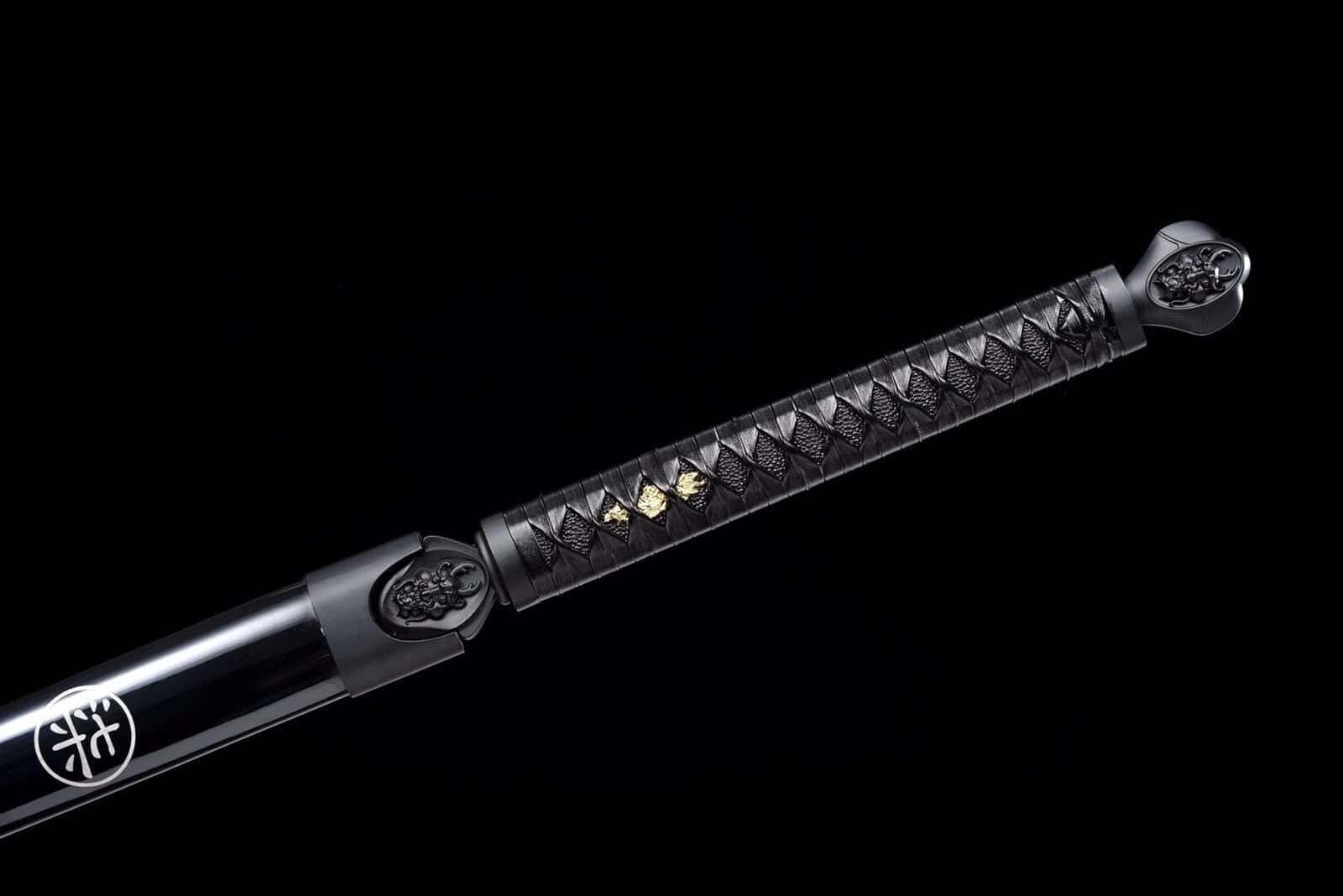 Epee Chinoise Noir Lame Bleue Electrique