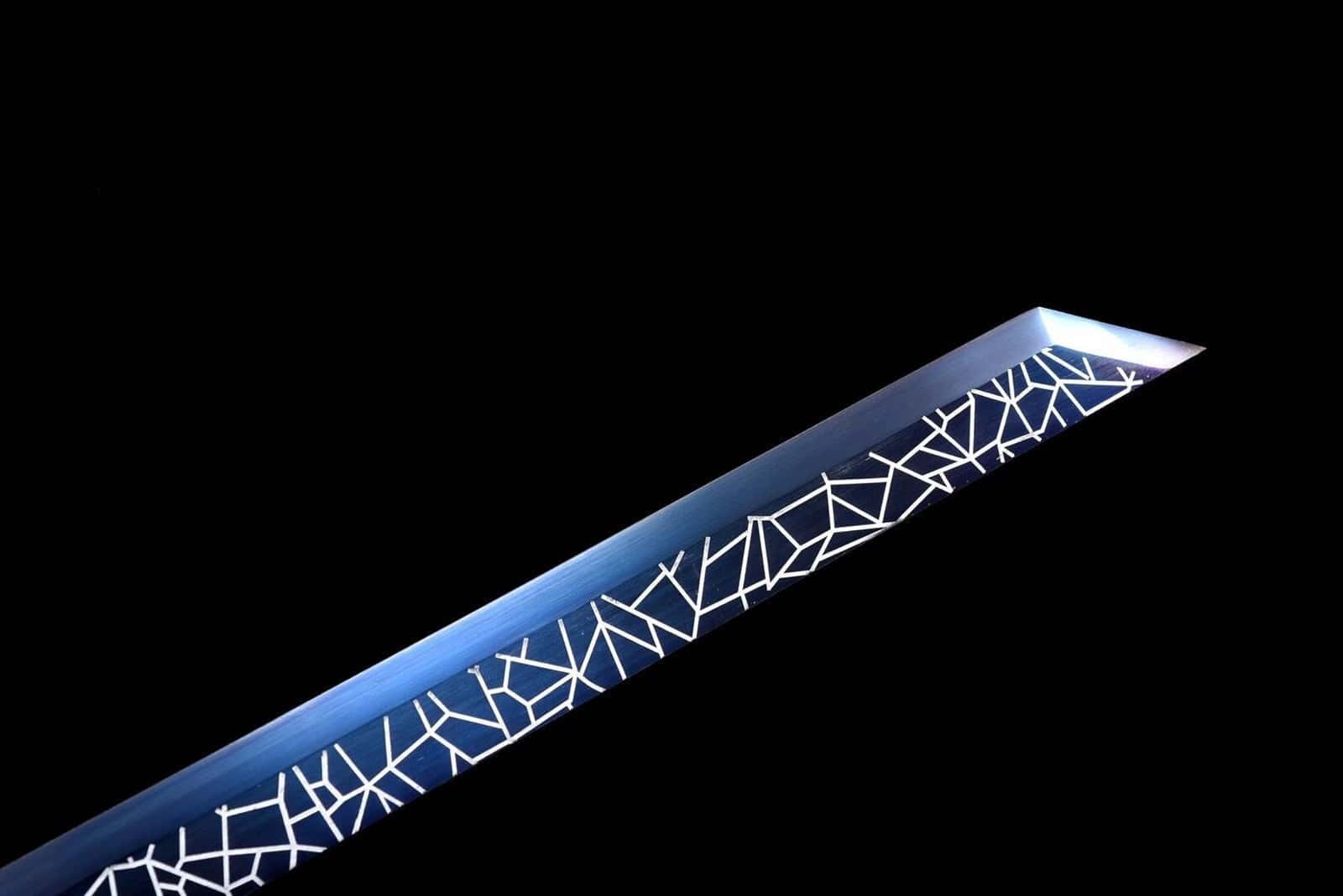 Epee Chinoise Noir Lame Bleue Electrique