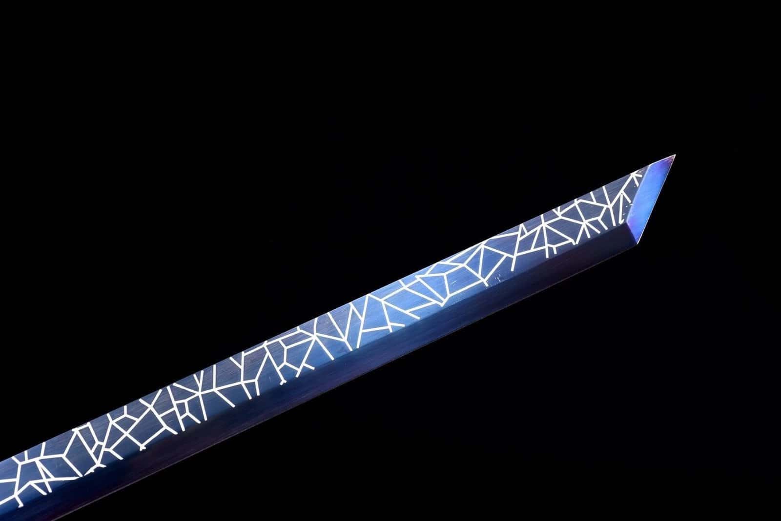 Epee Chinoise Noir Lame Bleue Electrique