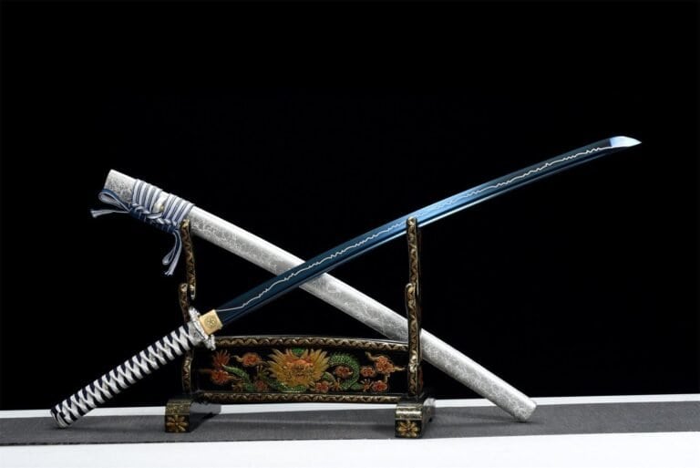 Katana Blanc Lame Bleu - Acier T10