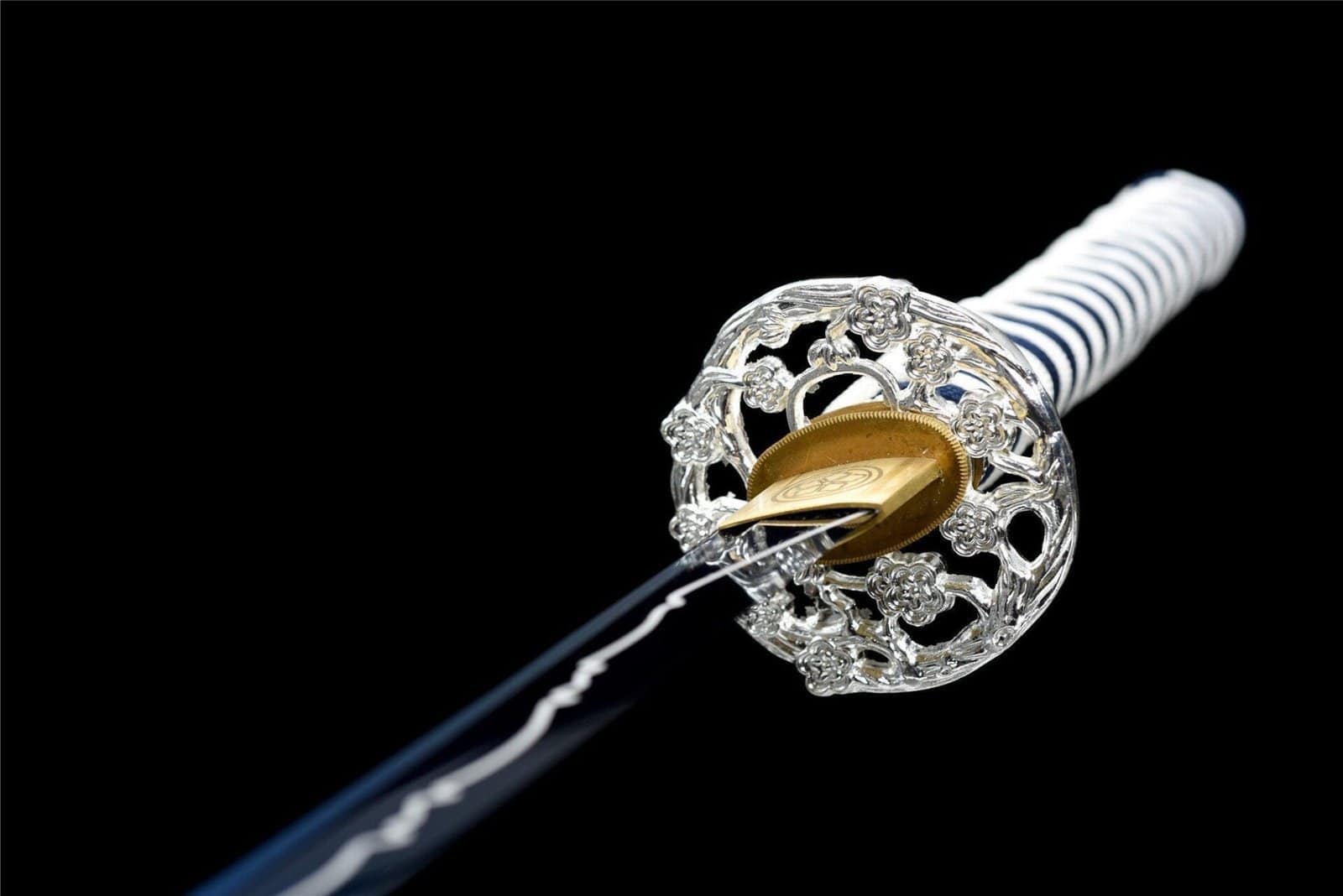 Katana Blanc Lame Bleu – Acier T10