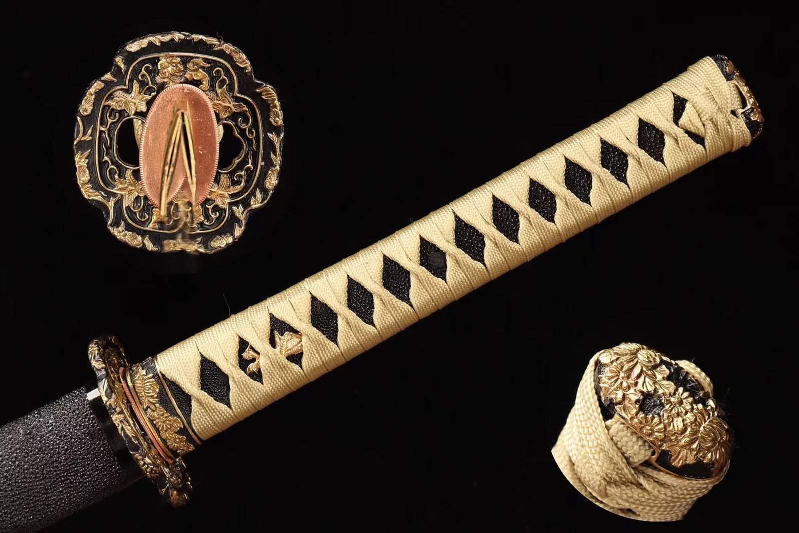 Katana Japonais Beige et Noir