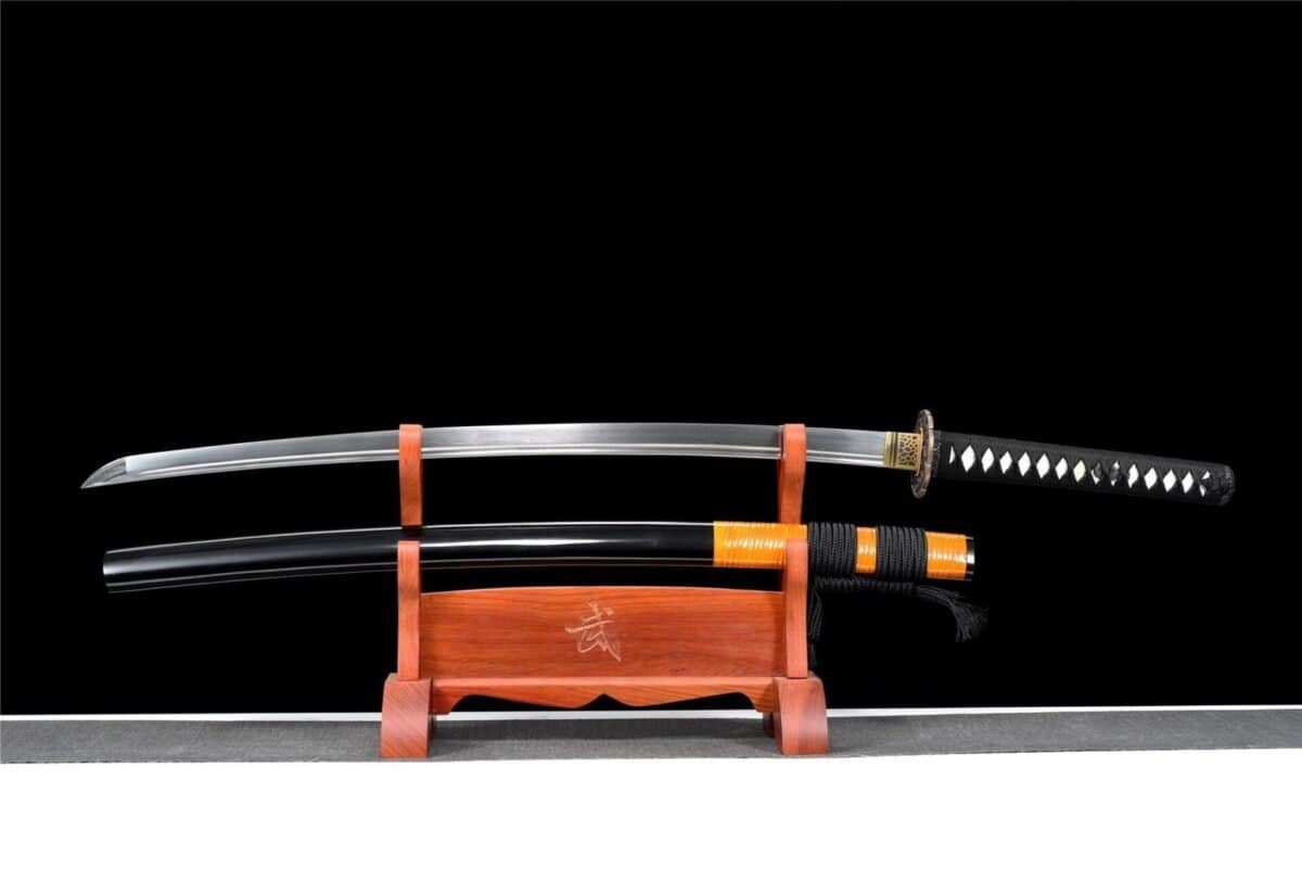 Katana Japonais Noir Cordon Orange