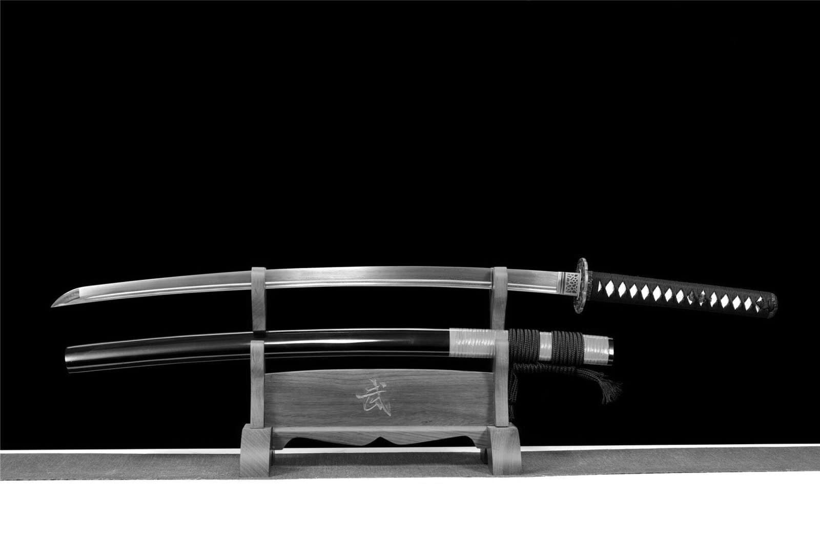Katana Japonais Noir Cordon Orange
