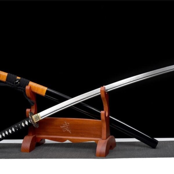 Katana Japonais Noir Cordon Orange