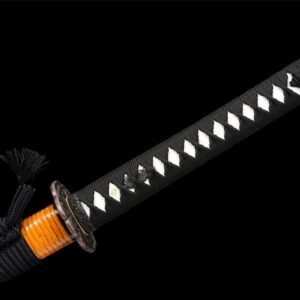 Katana Japonais Noir Cordon Orange