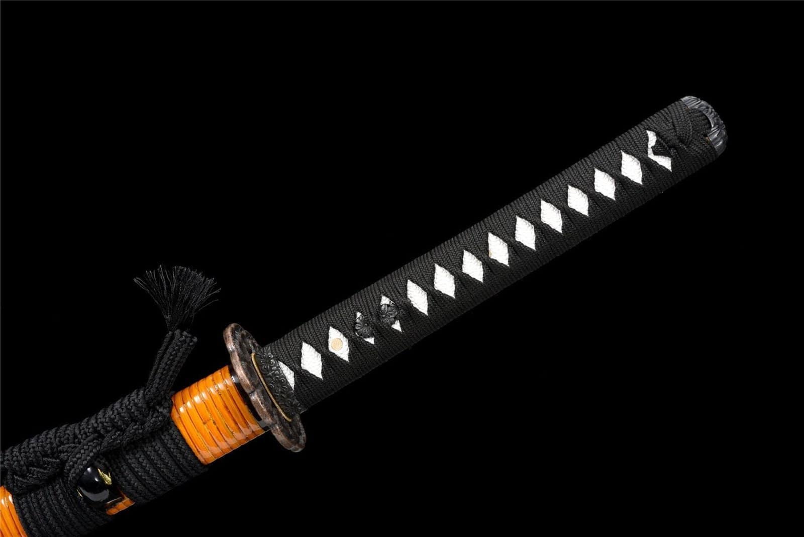 Katana Japonais Noir Cordon Orange