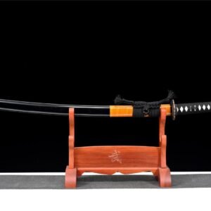 Katana Japonais Noir Cordon Orange