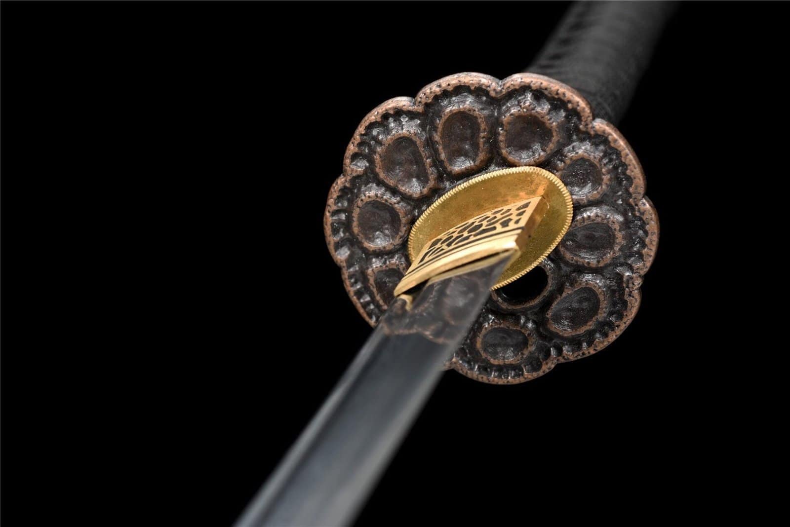 Katana Japonais Noir Cordon Orange