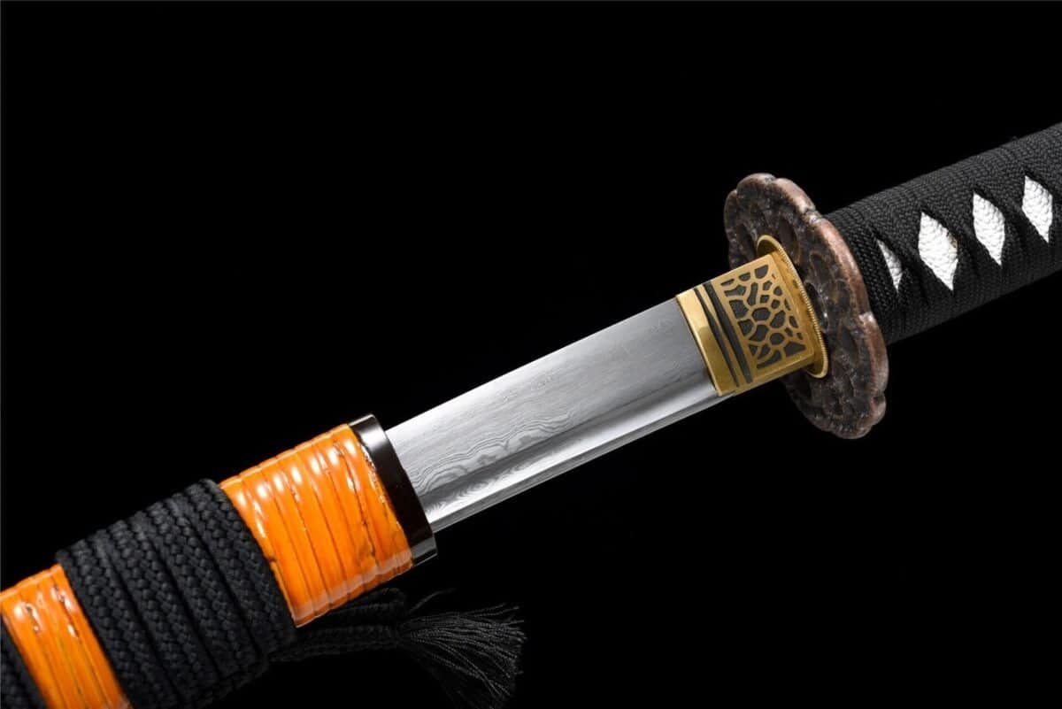 Katana Japonais Noir Cordon Orange
