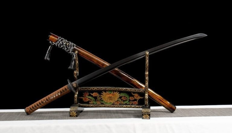 Katana Marron - Acier noirci T10