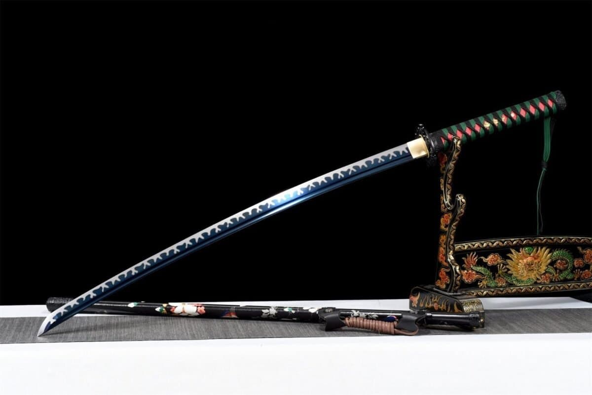 Sabre Japonais Lame Bleue Acier T10 Hamon Veritable